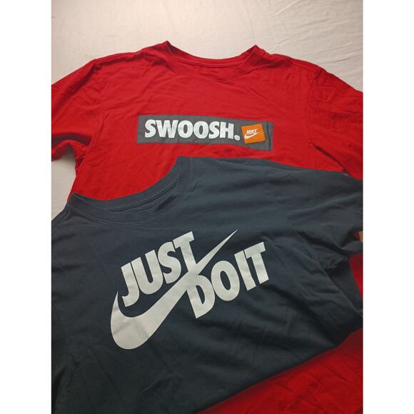 Nike Tshirt Men's Lot of 2 Graphic Black Red Logo Sports - Picture 1 of 8